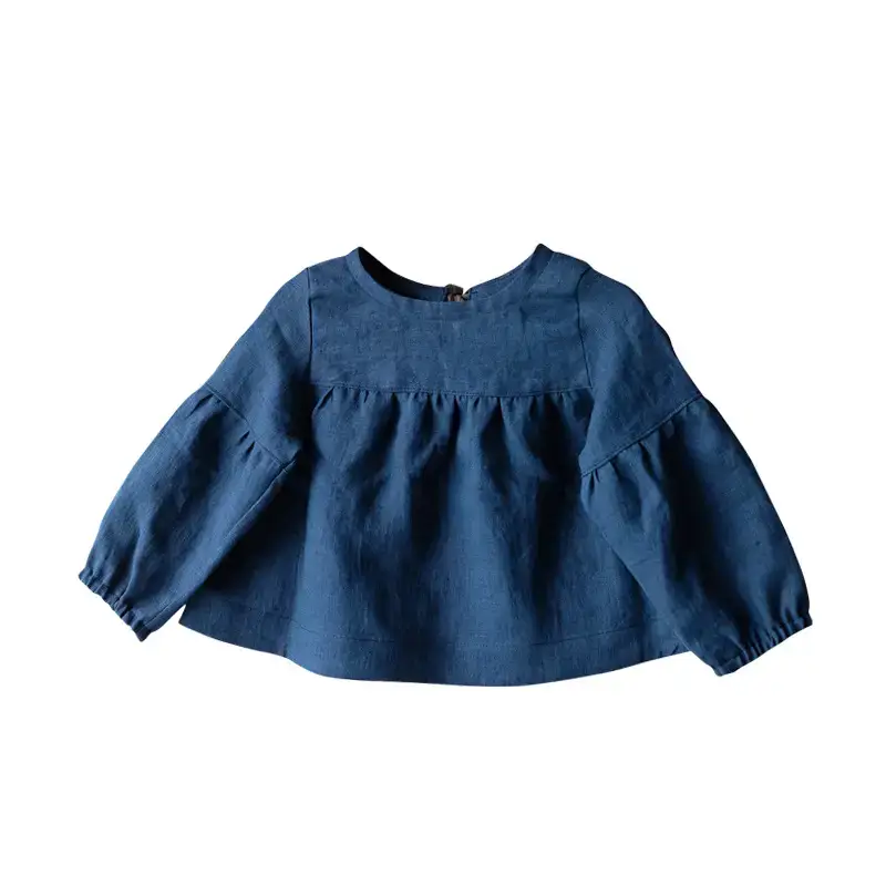 Baby Girl Cotton Linen Blouse Long Sleeve White 2026 - Image 4