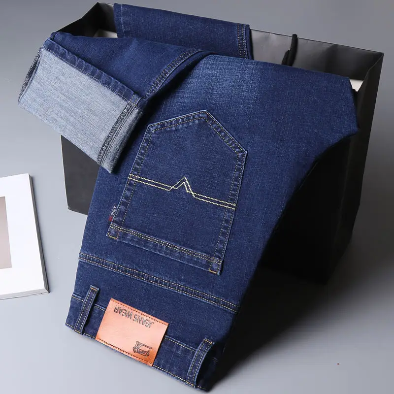 Men Fleece Thick Jeans Dark Blue Wholesale Casual - Image 6