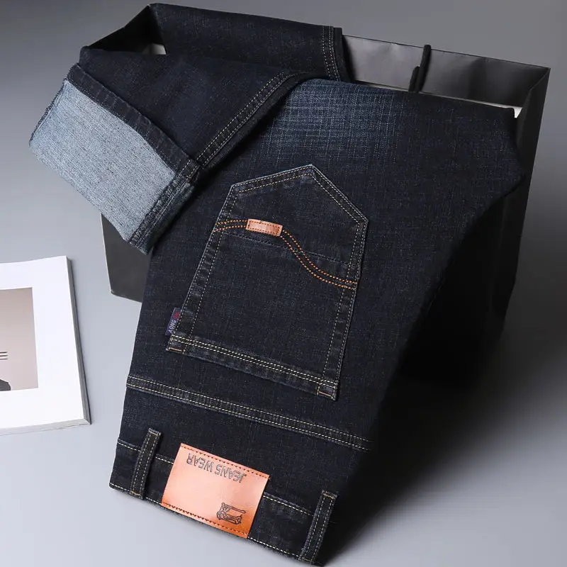Men Fleece Thick Jeans Dark Blue Wholesale Casual - Image 7