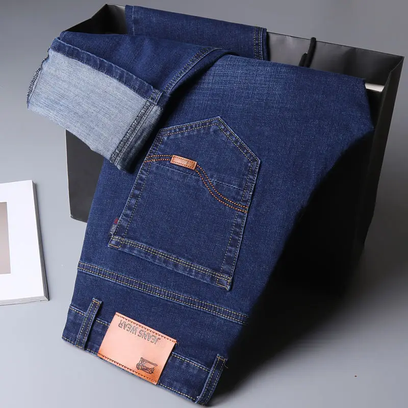 Men Fleece Thick Jeans Dark Blue Wholesale Casual - Image 8