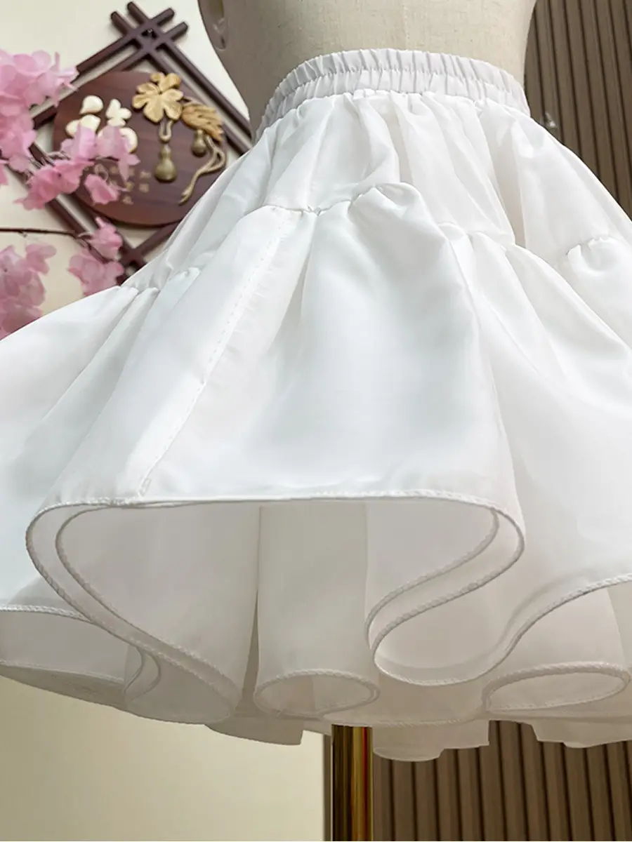 Girls' White Puffy Tulle Princess Skirt Large