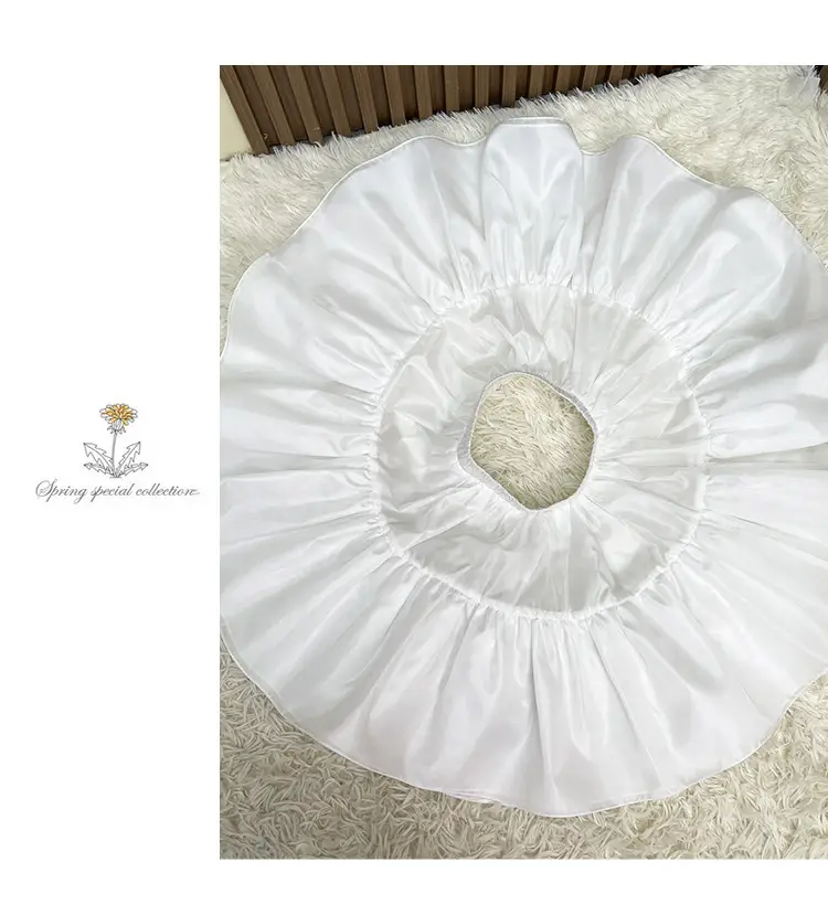 Girls' White Puffy Tulle Princess Skirt Large — feature 10