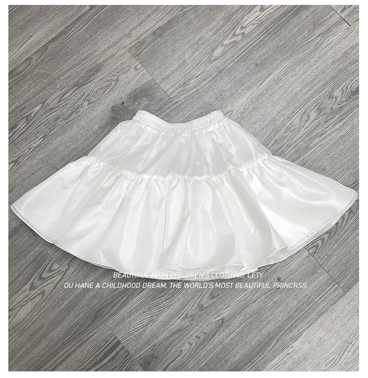 Girls' White Puffy Tulle Princess Skirt Large — feature 11