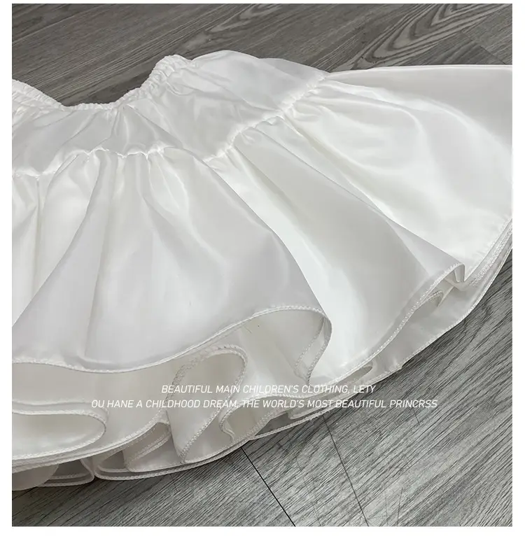 Girls' White Puffy Tulle Princess Skirt Large — feature 12