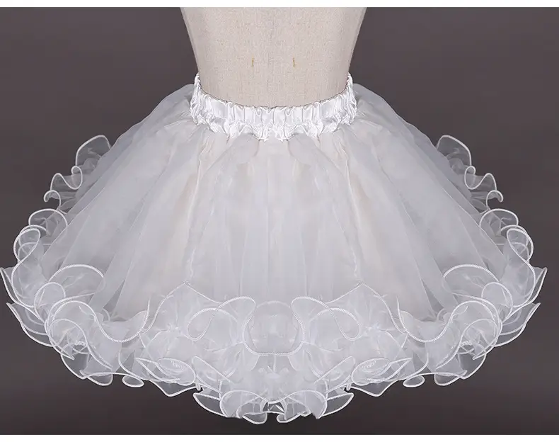 Girls' White Puffy Tulle Princess Skirt Large — feature 3