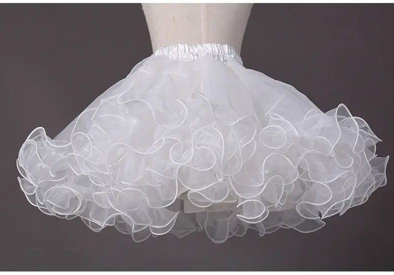 Girls' White Puffy Tulle Princess Skirt Large — feature 4