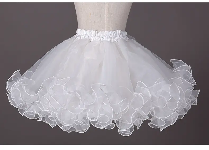 Girls' White Puffy Tulle Princess Skirt Large — feature 5