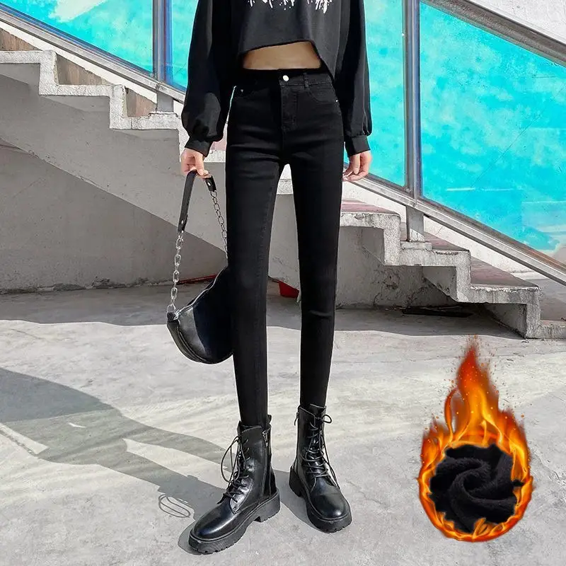 Women Skinny Jeans Warm Fleece Lined Winter Slim Fit - Image 4