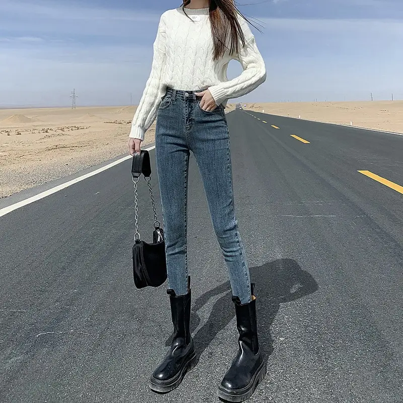 Women Skinny Jeans Warm Fleece Lined Winter Slim Fit - Image 5