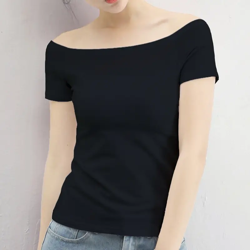 Women's 95% Cotton White Off-Shoulder T-Shirt