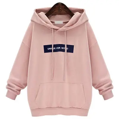 Pink Fleece Hoodie for Women Plus Size Korean Style