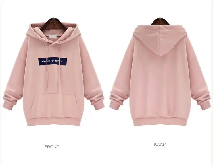 Pink Fleece Hoodie for Women Plus Size Korean Style — feature 11