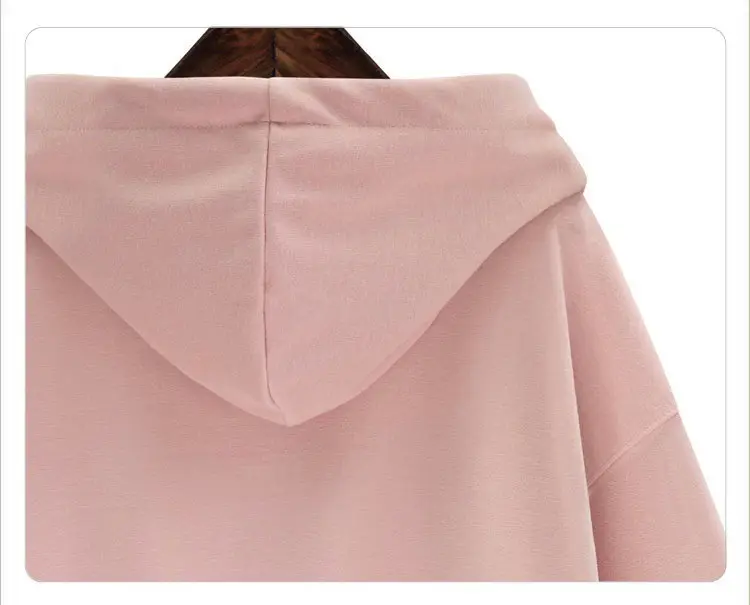 Pink Fleece Hoodie for Women Plus Size Korean Style — feature 9