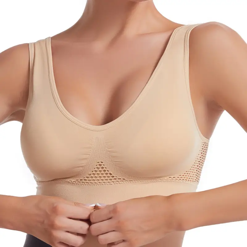 White Cut Out Mesh Sports Bra Large - Image 5