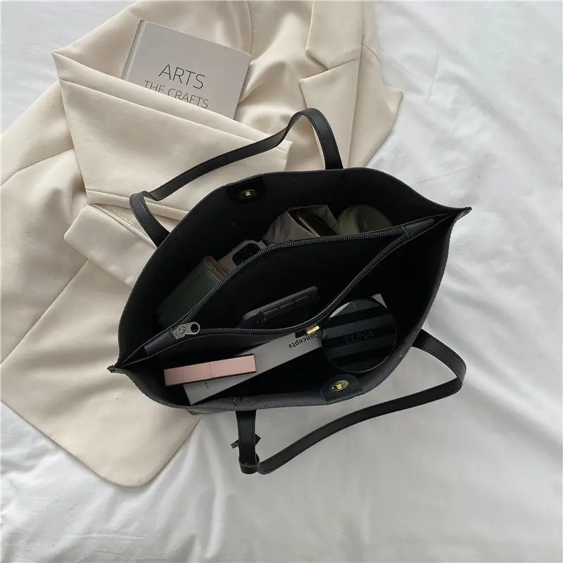 Women's Korean Style Shoulder Bag Black Large Capacity - Image 7