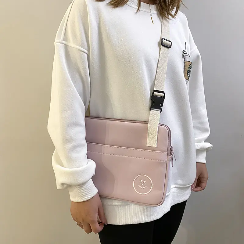 Pink Smiley Crossbody Bag for iPad Computer Protection