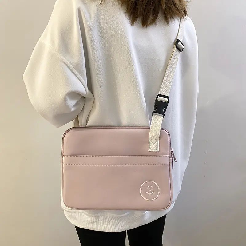 Pink Smiley Crossbody Bag for iPad Computer Protection