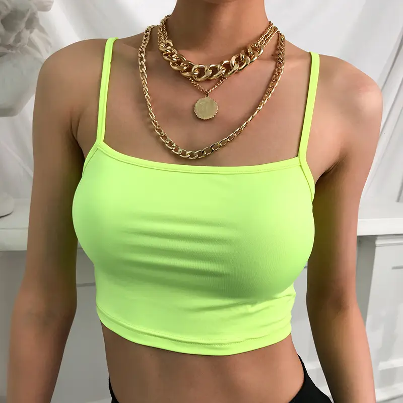 Fluorescent Green Backless Camisole for Women