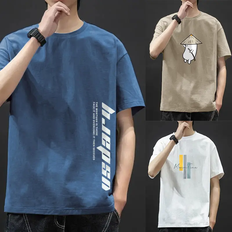 Men Blue Graphic T-Shirt Ice Silk 2021 - Image 37