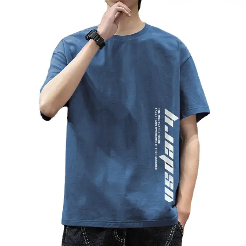 Men Blue Graphic T-Shirt Ice Silk 2021 - Image 41
