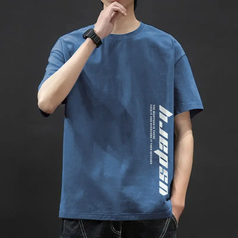 Men Blue Graphic T-Shirt Ice Silk 2021 - Image 12