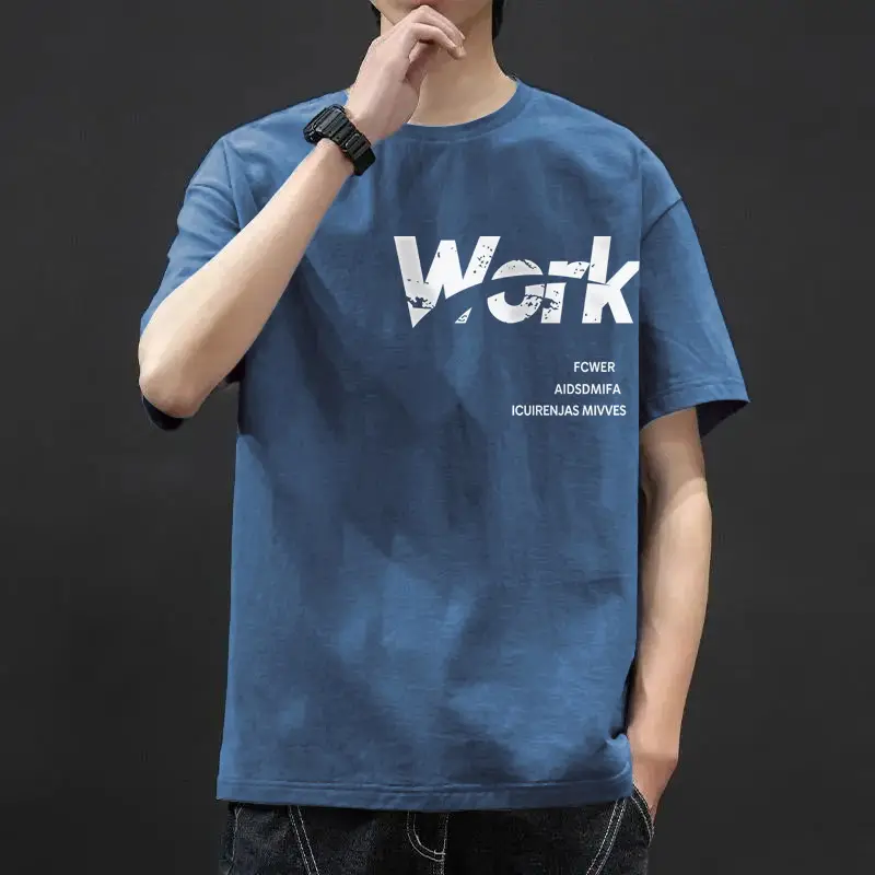 Men Blue Graphic T-Shirt Ice Silk 2021 - Image 24