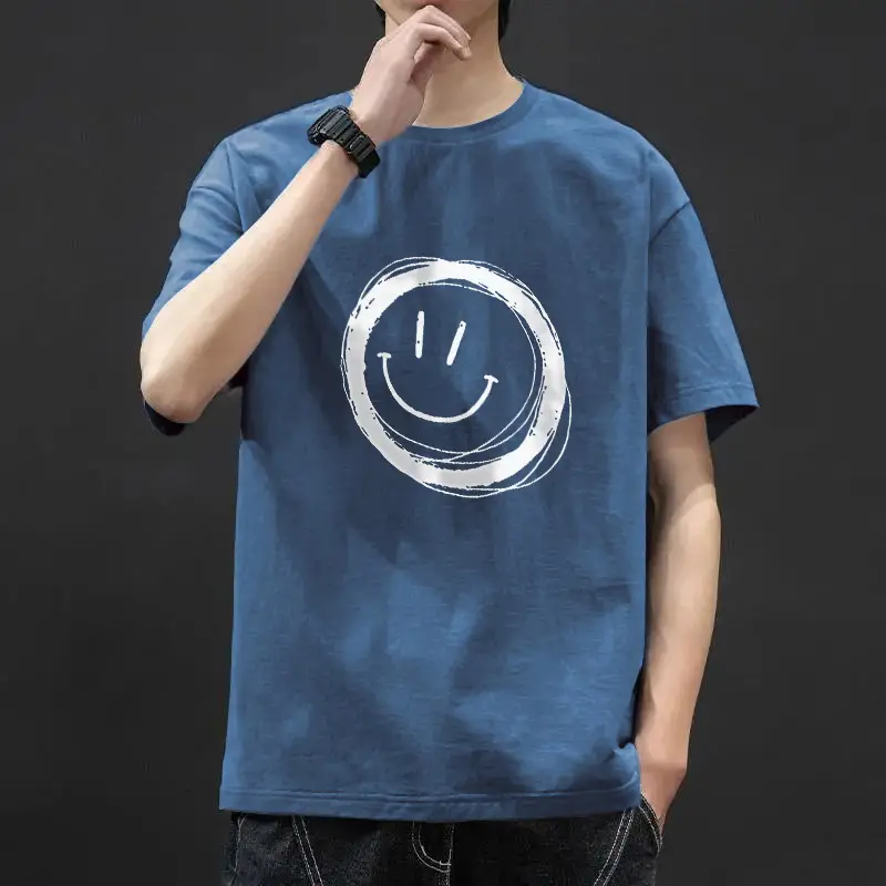 Men Blue Graphic T-Shirt Ice Silk 2021 - Image 32
