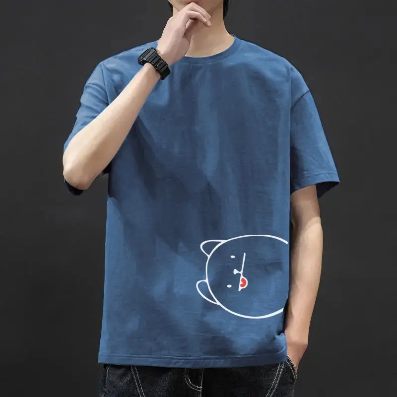 Men Blue Graphic T-Shirt Ice Silk 2021 - Image 36