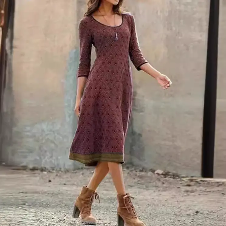 Women's Printed Green Round Neck Kurti with Skirt - Image 4