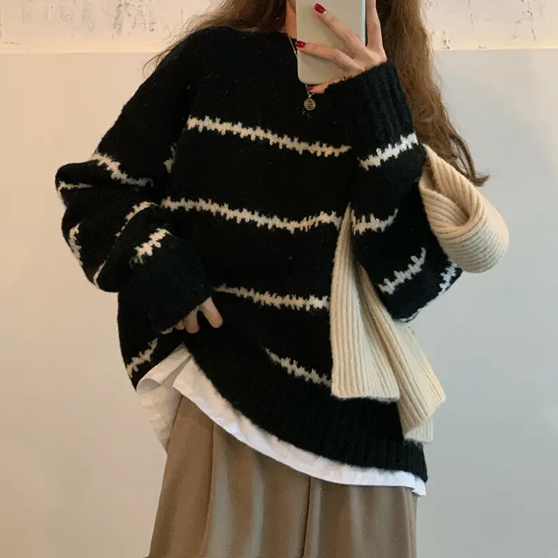 Korean Style Round Neck Sweater for Women 2024 - Image 4