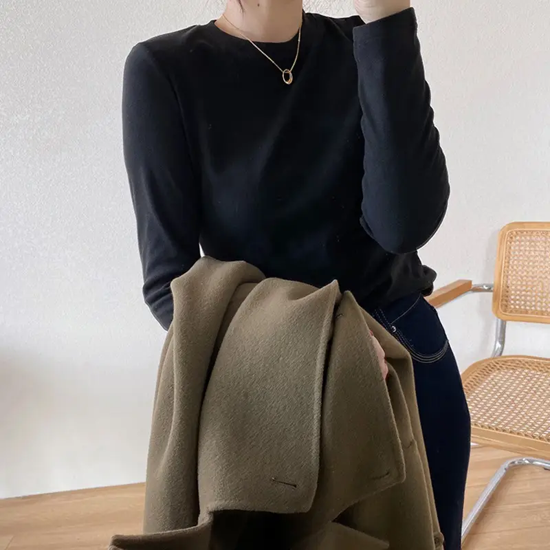 Women's Winter Long Sleeve T-Shirt with Warm Inner Layer