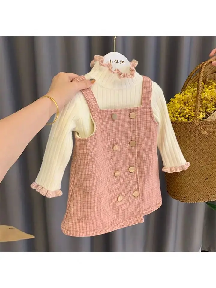 Girls Velvet High Collar Sweater Baby Girl Clothing — feature 1