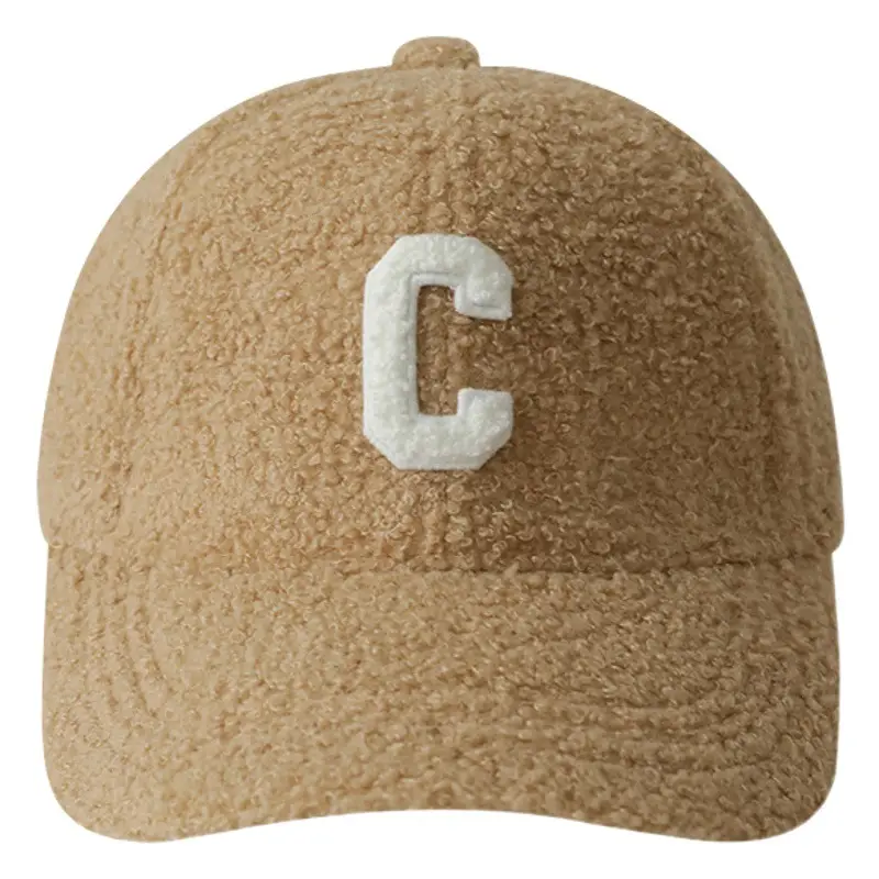 Girls Winter Cap with C Embroidery Warm Wool Beanie