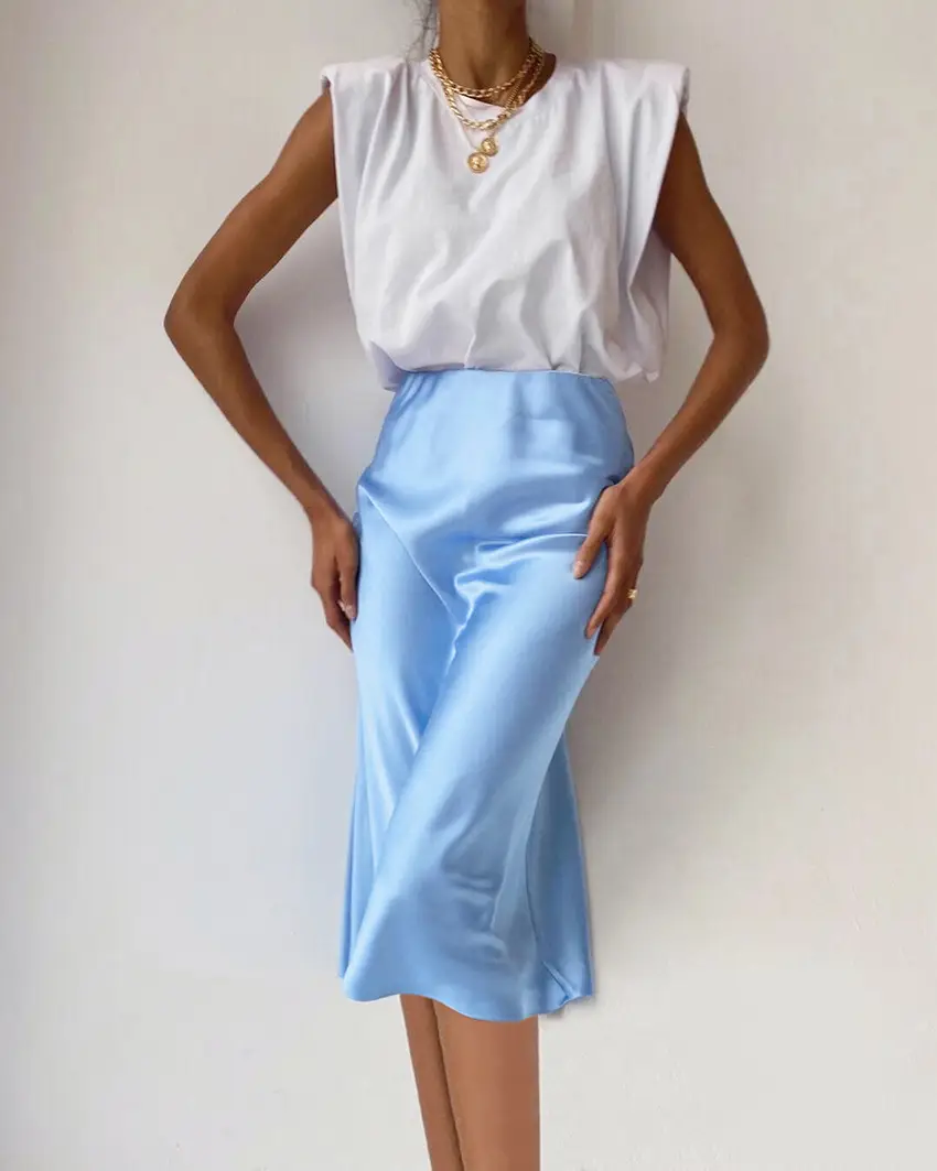 Women Satin Long Dress High Waist Slim Fit Elegant Casual Hip Skirt Brown — feature 10