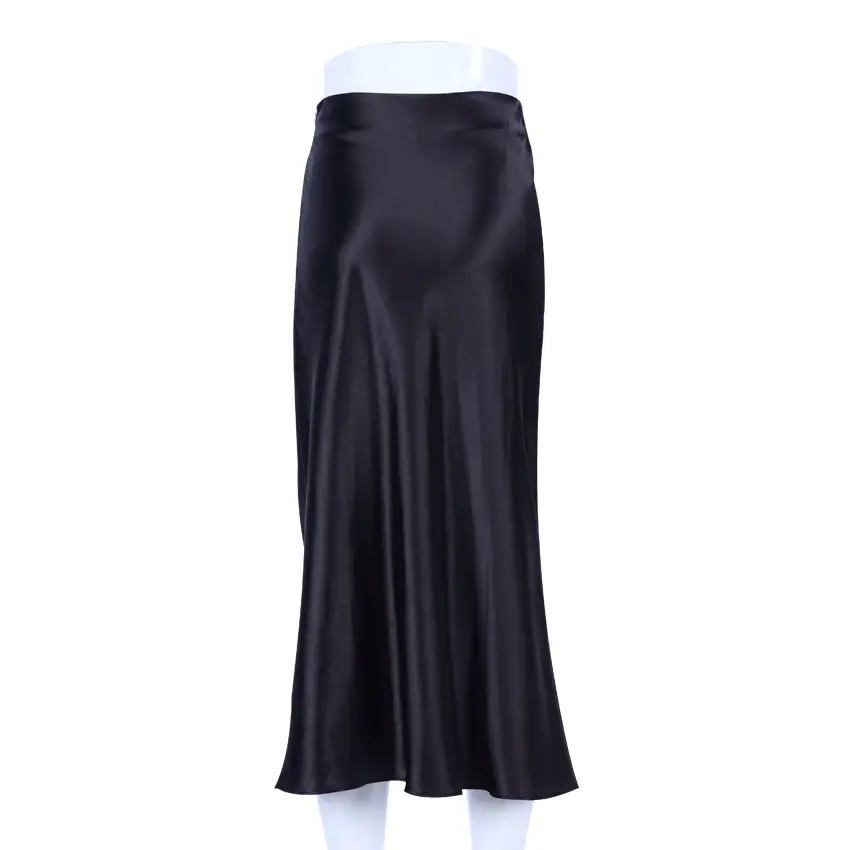 Women Satin Long Dress High Waist Slim Fit Elegant Casual Hip Skirt Brown — feature 14
