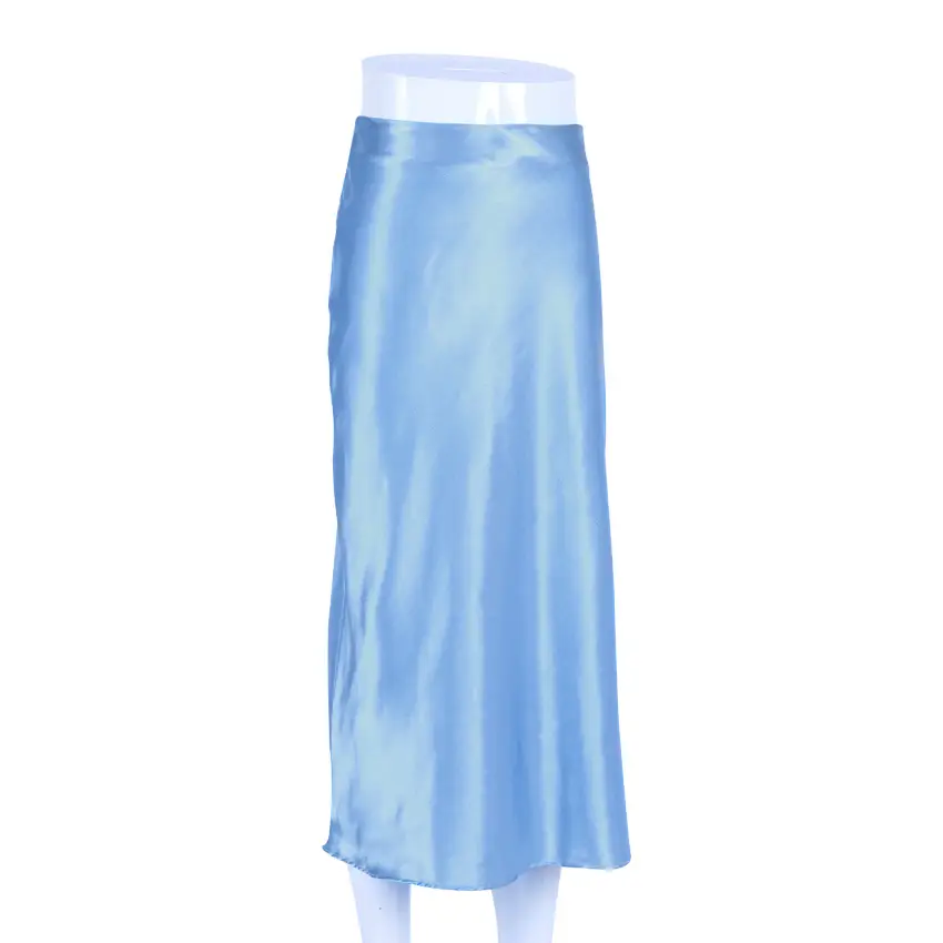 Women Satin Long Dress High Waist Slim Fit Elegant Casual Hip Skirt Brown — feature 18
