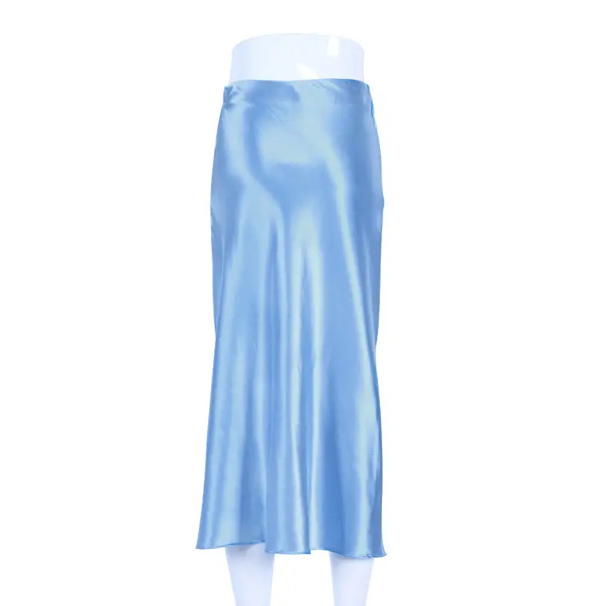 Women Satin Long Dress High Waist Slim Fit Elegant Casual Hip Skirt Brown — feature 20