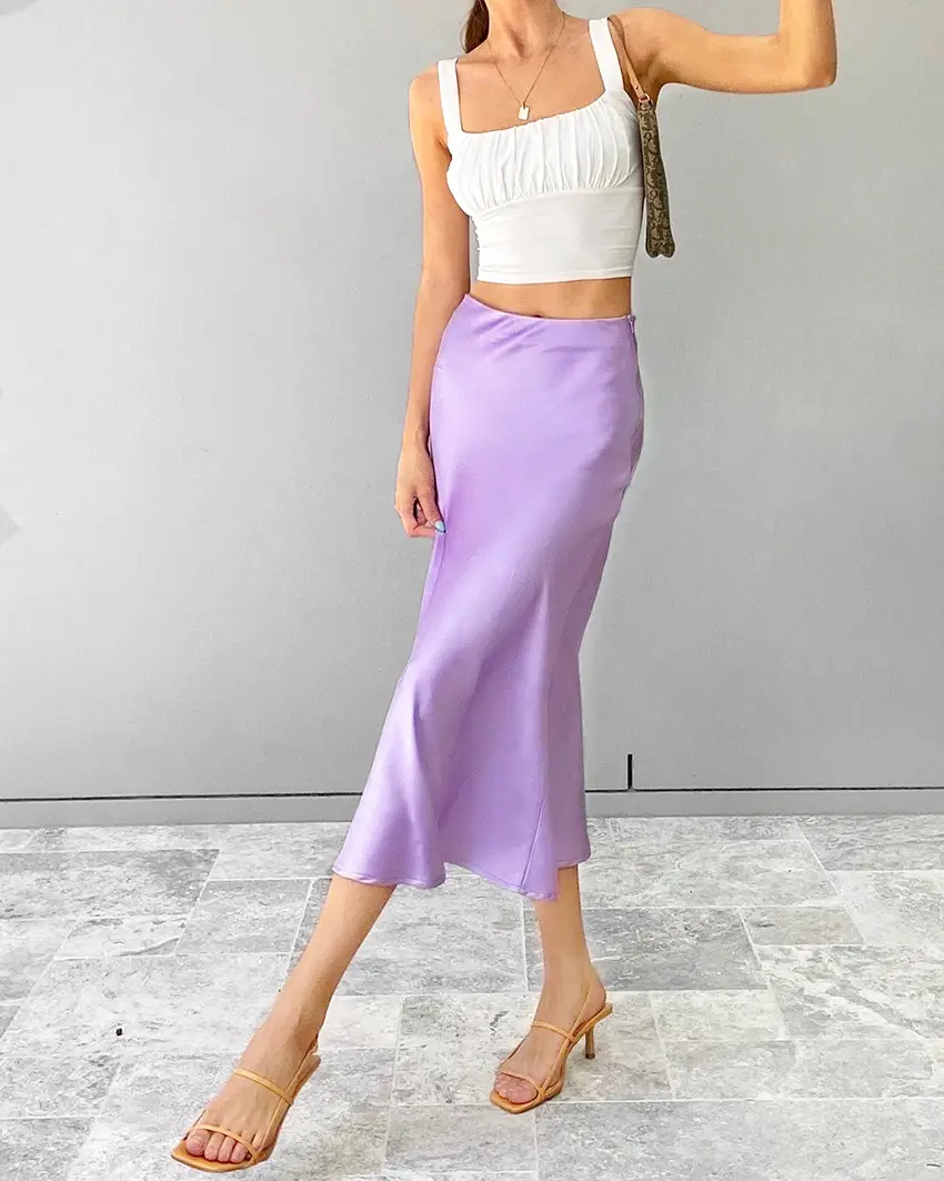 Women Satin Long Dress High Waist Slim Fit Elegant Casual Hip Skirt Brown — feature 7