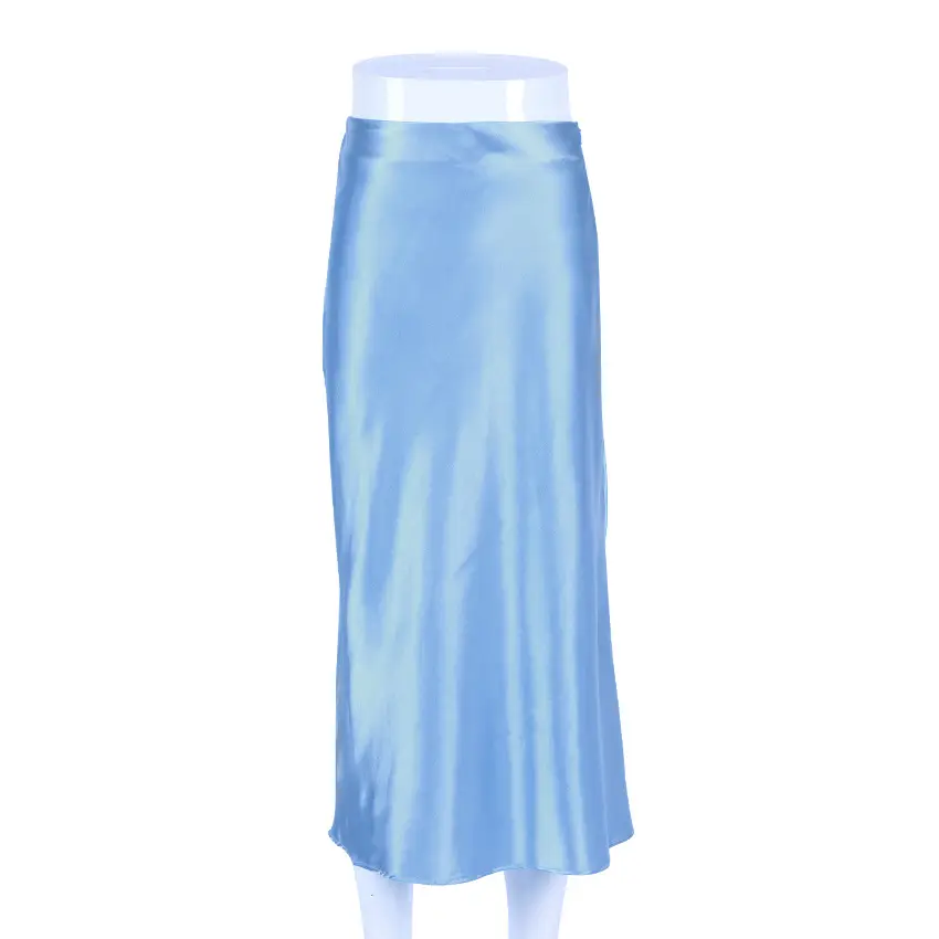 Women Satin Long Dress High Waist Slim Fit Elegant Casual Hip Skirt Brown - Image 4