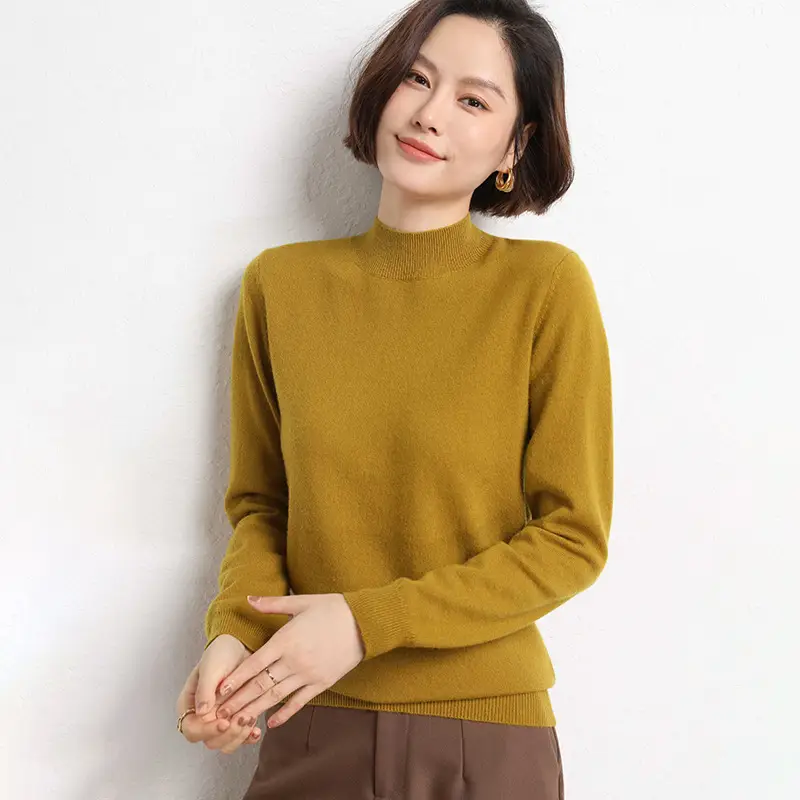 Women's Grey Half Turtleneck Pullover Sweater - Image 12