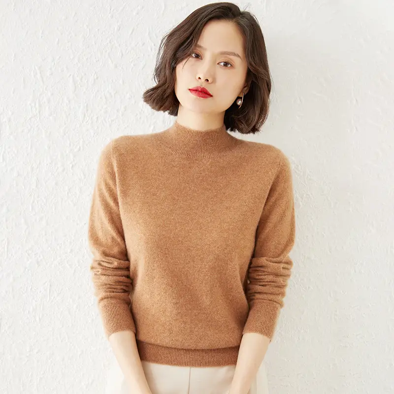 Women's Grey Half Turtleneck Pullover Sweater - Image 4