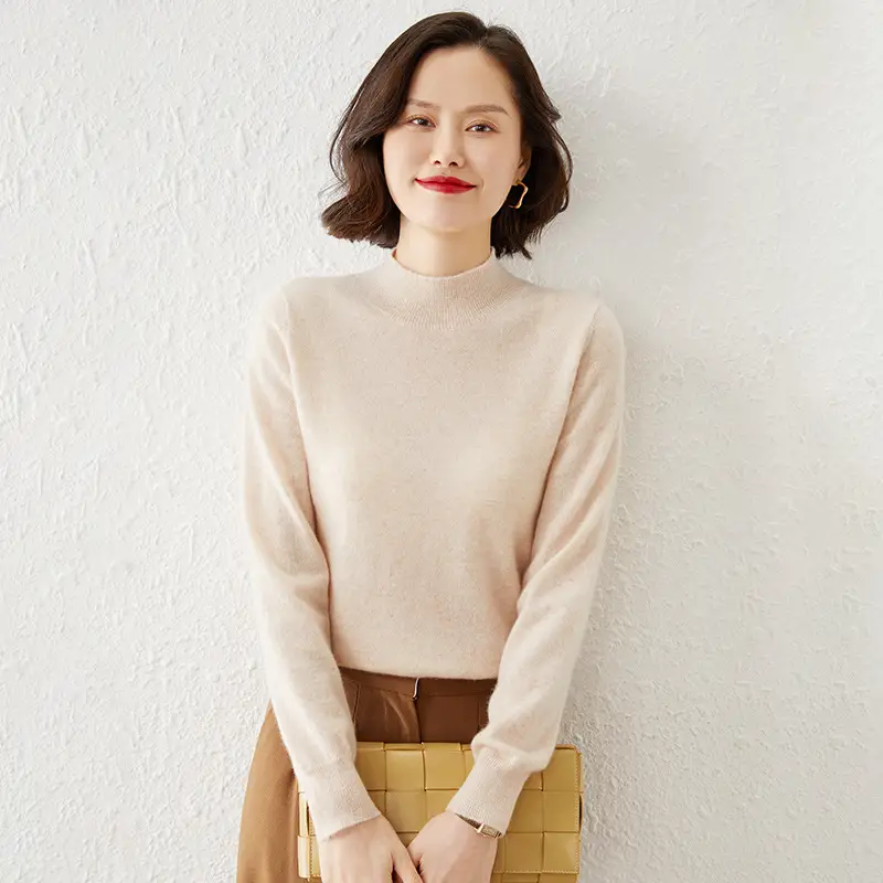 Women's Grey Half Turtleneck Pullover Sweater - Image 6
