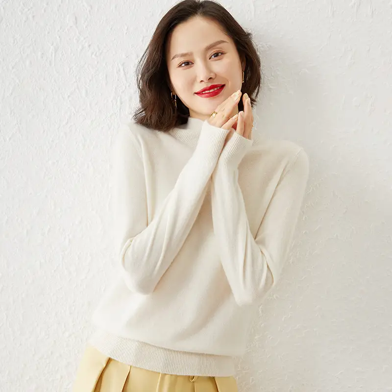 Women's Grey Half Turtleneck Pullover Sweater - Image 7