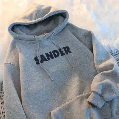 Women Fleece Hoodie Sander Grey Black Winter 2022 - Image 2