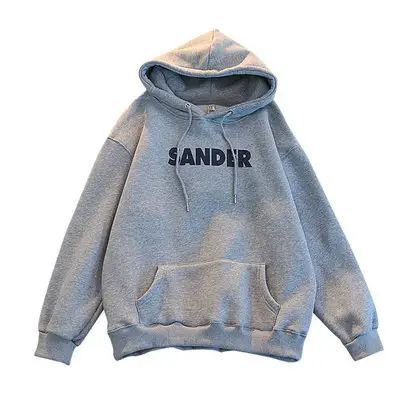 Women Fleece Hoodie Sander Grey Black Winter 2022 - Image 5