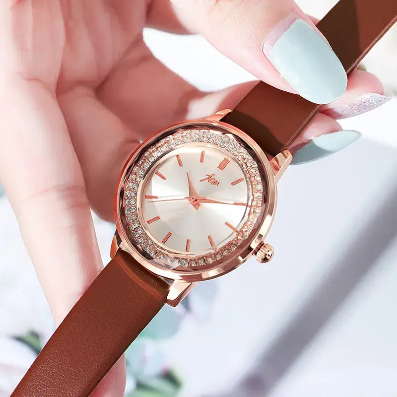 Ladies Rose Gold Quartz Watch with Crystal Band