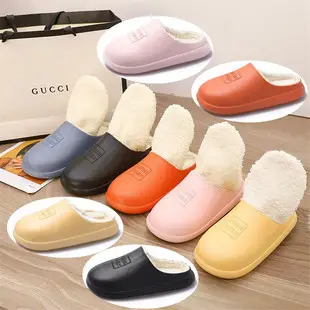 New Couple's Autumn and Winter Warm Stitched Thick-Soled Waterproof Coral Fleece Home Casual Cotton Slippers for Women, in Stock with Added Fleece — feature 1