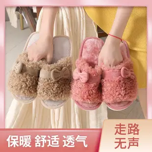 New Couple's Autumn and Winter Warm Stitched Thick-Soled Waterproof Coral Fleece Home Casual Cotton Slippers for Women, in Stock with Added Fleece — feature 5