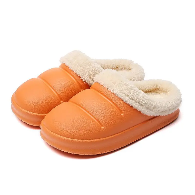 New Couple's Autumn and Winter Warm Stitched Thick-Soled Waterproof Coral Fleece Home Casual Cotton Slippers for Women, in Stock with Added Fleece - Image 4