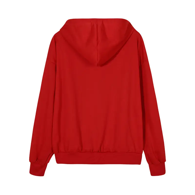 Red Sternum Rhinestone Hoodie with Zipper Front — feature 11